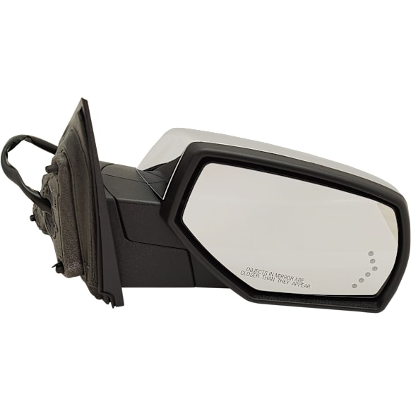 Passenger Side Mirror, Power Adjust, Heated, Power Folding, With 1 Chrome and 1 Paintable Cap, In-glass Signal Light, With Memory, With Puddle Light, No Auto-Dimming, No Blind Spot Feature
