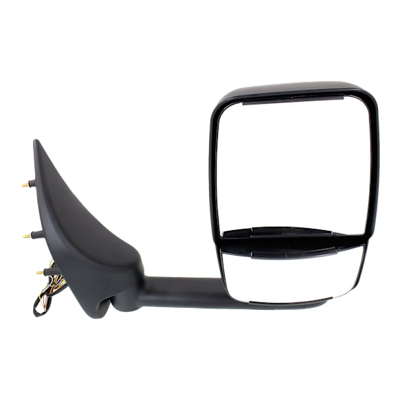 Driver Side Towing Mirror, Power Adjust, Non-Heated, Manual Folding, Paintable, In-housing Signal Light, No Memory, No Puddle Light, No Auto-Dimming, No Blind Spot Feature