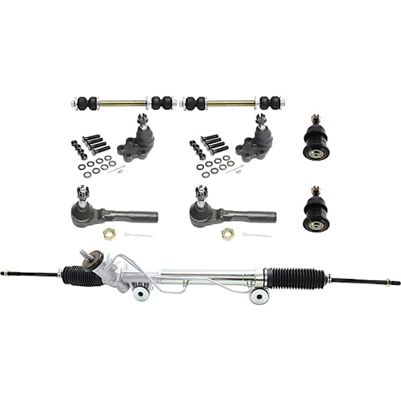 9-Piece Kit Front, Driver and Passenger Side Suspension with Ball Joints, Steering Rack, Sway Bar Links, and Tie Rod Ends, Rear Wheel Drive