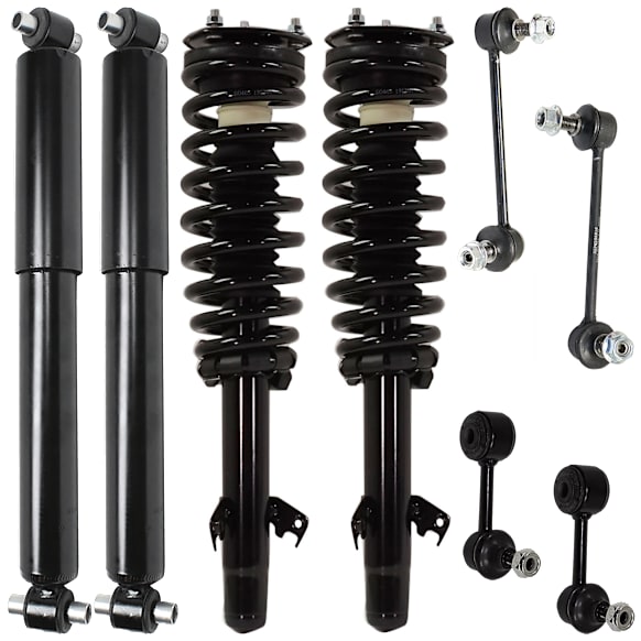 8-Piece Kit Front and Rear, Driver and Passenger Side Shock and Fully Loaded Strut with Sway Bar Links
