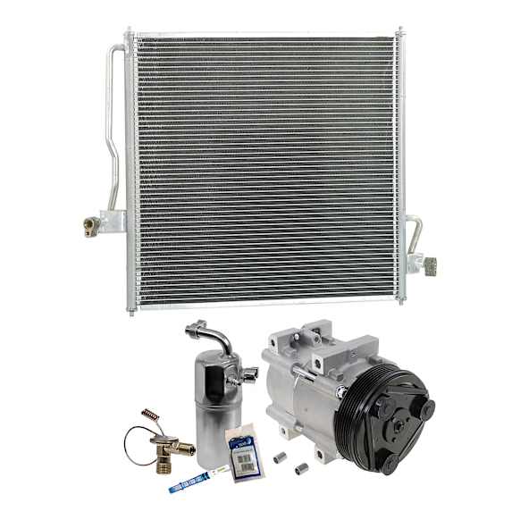 3-Piece Kit A/C Compressor, 6-Groove Pulley, includes A/C Condenser, and A/C Service Kit (A/C Accumulator, A/C Orifice Tube, and A/C O-Ring and Gasket Seal Kit)