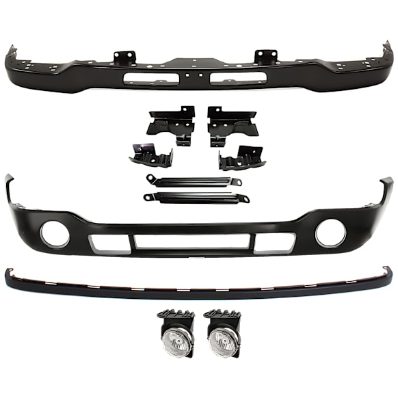 5-Piece Kit, Front Bumper, Old Body Style, Painted Black, Includes (1) Bumper, (1) Bumper Cover, (2) Fog Light, and (1) Valance