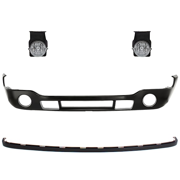 4-Piece Kit Front Primed Bumper Cover, Old Body Style, Includes (1) Bumper Cover, (2) Fog Light, and (1) Valance