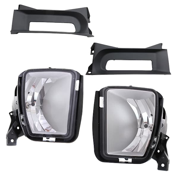 4-Piece Kit, Front, Driver and Passenger Side Halogen Fog Light, With bulb(s), Includes (2) Bumper Trim and (2) Fog Light