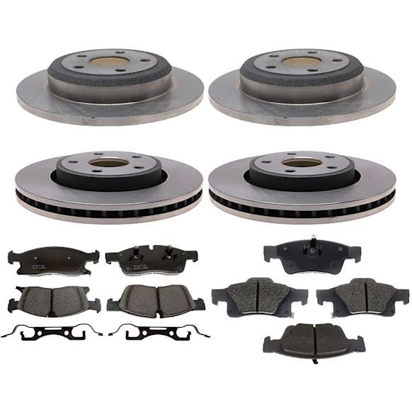 KIT-210513-1599 Front and Rear Brake Disc and Pad Kit, Plain Surface 5 Lugs Ceramic R-Line Series
