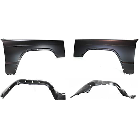 4-Piece Kit, Front, Driver and Passenger Side Fender, With Antenna Hole, Includes (2) Fender and (2) Fender Liner