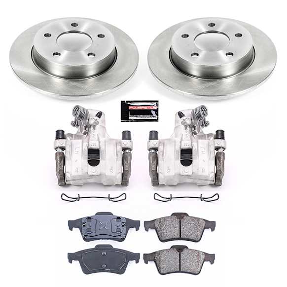KCOE124 Rear Brake Disc and Caliper Kit, Natural Caliper, Ceramic, 5 Lugs, Z17 OE Replacement