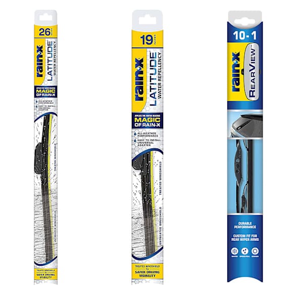 SET-5079276-2-FR Front, Driver and Passenger Side and Rear Latitude Water Repellency 2-n-1 Series and Rearview Series Wiper Blades, Driver Side - 26 in.; Passenger Side - 19 in.; Rear - 10 in.