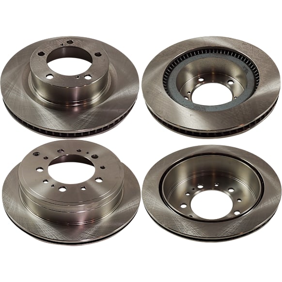 Front and Rear Brake Disc, 4-Wheel Set, Plain Surface, Vented, 5 Lugs, Pro-Line Series
