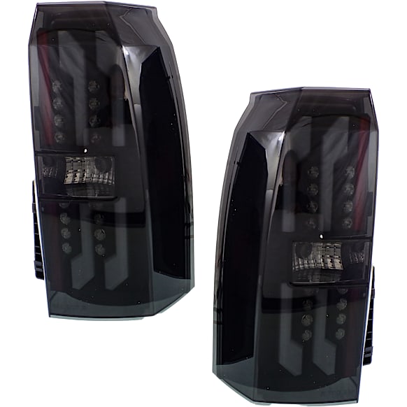 Driver And Passenger Side Tail Light, with Bulbs, LED, Smoked Lens, Black Interior