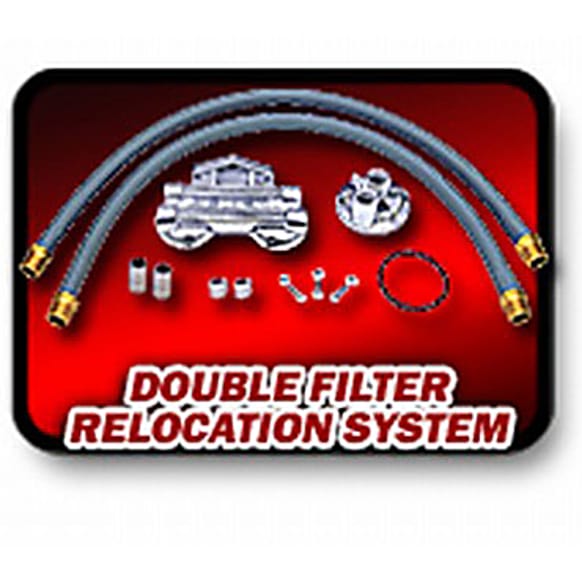 1258 Oil Filter Relocation Kit - Polished, Aluminum, Dual oil filter, Direct Fit