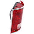 Passenger Side Tail Light, without Bulb, Halogen, Clear and Red Lens, With Chrome Trim