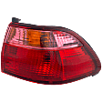 1998-1999 Honda Accord - Passenger Side, Outer Tail Light, with Bulb, Halogen, Clear and Red Lens, Sedan