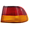 Passenger Side, Outer Tail Light, without Bulb, Halogen, Amber and Red Lens, Coupe