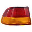Driver Side, Outer Tail Light, without Bulb, Halogen, Amber and Red Lens, Coupe