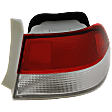 Driver Side, Outer Tail Light, without Bulb, Halogen, Clear and Red Lens, Coupe