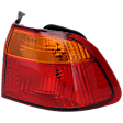 Passenger Side, Outer Tail Light, without Bulb, Halogen, Amber and Red Lens, Sedan