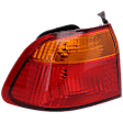 Driver Side, Outer Tail Light, without Bulb, Halogen, Amber and Red Lens, Sedan