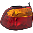 Driver Side, Outer Tail Light, without Bulb, Halogen, Amber and Red Lens, Sedan