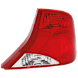 Passenger Side Tail Light, without Bulb, Halogen, Clear and Red Lens, Sedan