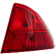 Passenger Side, Outer Tail Light, with Bulb, Halogen, Red Lens, Sedan