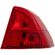 Passenger Side, Outer Tail Light, with Bulb, Halogen, Red Lens, Sedan