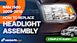 Passenger Side Headlight, with Bulb, Halogen, Clear Lens, Chrome Interior, Reflector Type