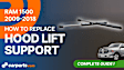 2017 Ram 1500 Tradesman 6 Cyl 3.6L - Driver and Passenger Side Lift Support Hood, Standard Cab Pickup, For Hood, Extended Cab Pickup