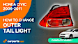 2006-2008 Honda Civic - Driver Side, Outer Tail Light, with Bulb, Halogen, Clear and Red Lens, Sedan