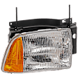Passenger Side Headlight, with Bulb, Halogen, Clear and Amber Lens