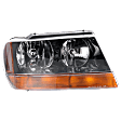 Passenger Side Halogen Headlight, With bulb(s), OE Replacement, With Amber Turn Signal, Without Wiring Harness, Exc. Limited/Overland Models, Production Date To January 14, 2002