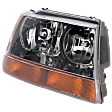 Passenger Side Halogen Headlight, With bulb(s), OE Replacement, With Amber Turn Signal, Without Wiring Harness, Exc. Limited/Overland Models, Production Date To January 14, 2002