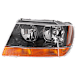 Driver Side Halogen Headlight, With bulb(s), OE Replacement, With Amber Turn Signal, Without Wiring Harness, Exc. Limited/Overland Models, Production Date To January 14, 2002