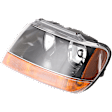 Driver Side Halogen Headlight, With bulb(s), OE Replacement, With Amber Turn Signal, Without Wiring Harness, Exc. Limited/Overland Models, Production Date To January 14, 2002