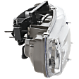 Driver and Passenger Side Headlights, with Bulbs, Halogen, Clear Lens, Chrome Interior, Projector Type