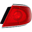 Passenger Side, Outer Tail Light, without Bulb, Halogen, Red Lens