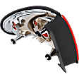 Passenger Side, Outer Tail Light, without Bulb, Halogen, Red Lens