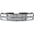 Grille, Chrome Shell with Painted Black Insert, with Dual Headlight Holes And Emblem Provision, For Models with Composite Headlights