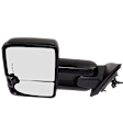 Driver Side Towing Mirror, Power Adjust, Heated, Manual Folding, Textured Black, In-glass Signal Light, No Memory, No Puddle Light, No Auto-Dim, With Blind Spot Glass