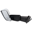 Driver Side Towing Mirror, Power Adjust, Heated, Power Folding, Chrome, In-housing Signal Light, With Memory, With Puddle Light, No Auto-Dim, With Blind Spot Detection in Glass