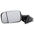 Driver Side Towing Mirror, Power Adjust, Heated, Power Folding, Chrome, In-housing Signal Light, With Memory, With Puddle Light, No Auto-Dim, With Blind Spot Detection in Glass