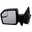 Driver Side Mirror, Power Adjust, Heated, Manual Folding, Textured Black, In-housing Signal Light, No Memory, With Puddle Light, No Auto-Dim, With Blind Spot Glass