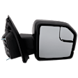 Passenger Side Mirror, Power Adjust, Heated, Manual Folding, Textured Black, In-housing Signal Light, No Memory, With Puddle Light, No Auto-Dim, With Blind Spot Glass