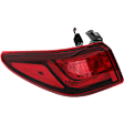 Driver Side, Outer Halogen Tail Light, With bulb(s), Red Lens, CAPA Certified