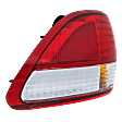 2001-2002 Honda Accord - Driver Side, Outer Tail Light, with Bulb, Halogen, Clear and Red Lens, Sedan