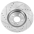 Front, Driver or Passenger Side Brake Disc, Natural Finish, Cross-drilled and Slotted, Vented, 5 Lugs, 356.11 mm