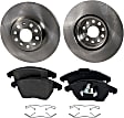 2-Wheel Set Front Brake Disc and Pad Kit, Plain Surface 5 Lugs 311.91 mm Organic Pro-Line Series, Includes (1) Brake Pad Set and (2) Brake Disc