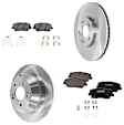 4-Wheel Set Front and Rear Brake Disc and Pad Kit, Plain Surface, 5 Lugs, Copper-Free Ceramic, Cast Iron, Pro-Line Series, Includes (4) Brake Disc and (2) Brake Pad Set
