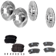 4-Wheel Set Front and Rear Brake Disc and Pad Kit, Plain Surface 5 Lugs Front-305.05 mm/Rear-282.96 mm Ceramic Pro-Line Series, Includes (4) Brake Disc and (2) Brake Pad Set