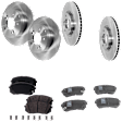 4-Wheel Set Front and Rear Brake Disc and Pad Kit, Plain Surface 5 Lugs Front-320.04 mm/Rear-282.96 mm Ceramic Pro-Line Series, Includes (4) Disc and (2) Pad Set